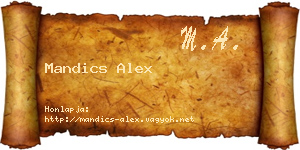 Mandics Alex névjegykártya